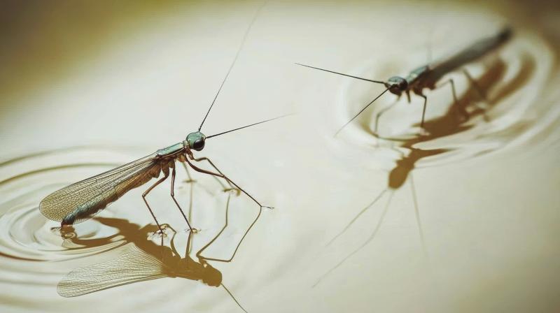 Picture of two flies on water